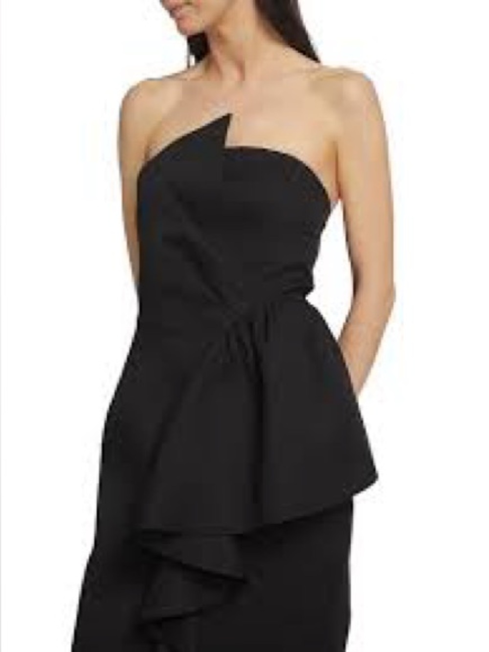 NWOT Elegant Black Strapless Draped Mini Dress (Large) 🔥